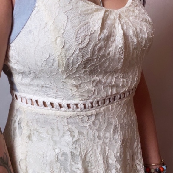 ALTARD STATE WHITE LACE DENIM LACE UP BACK DRESS - Picture 3 of 5